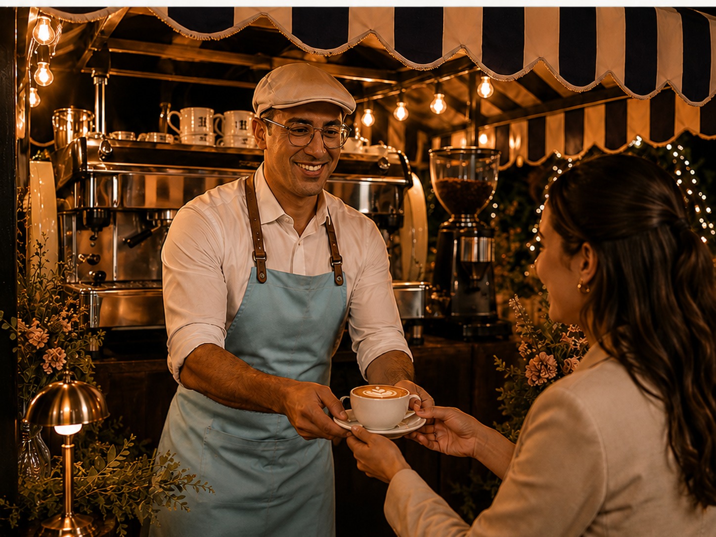 Espresso and coffee service beside the Costa Clásica Combi